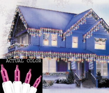 set of 100 pink mini icicle christmas lights white wire set of 100 pink mini icicle christmas lights white wire