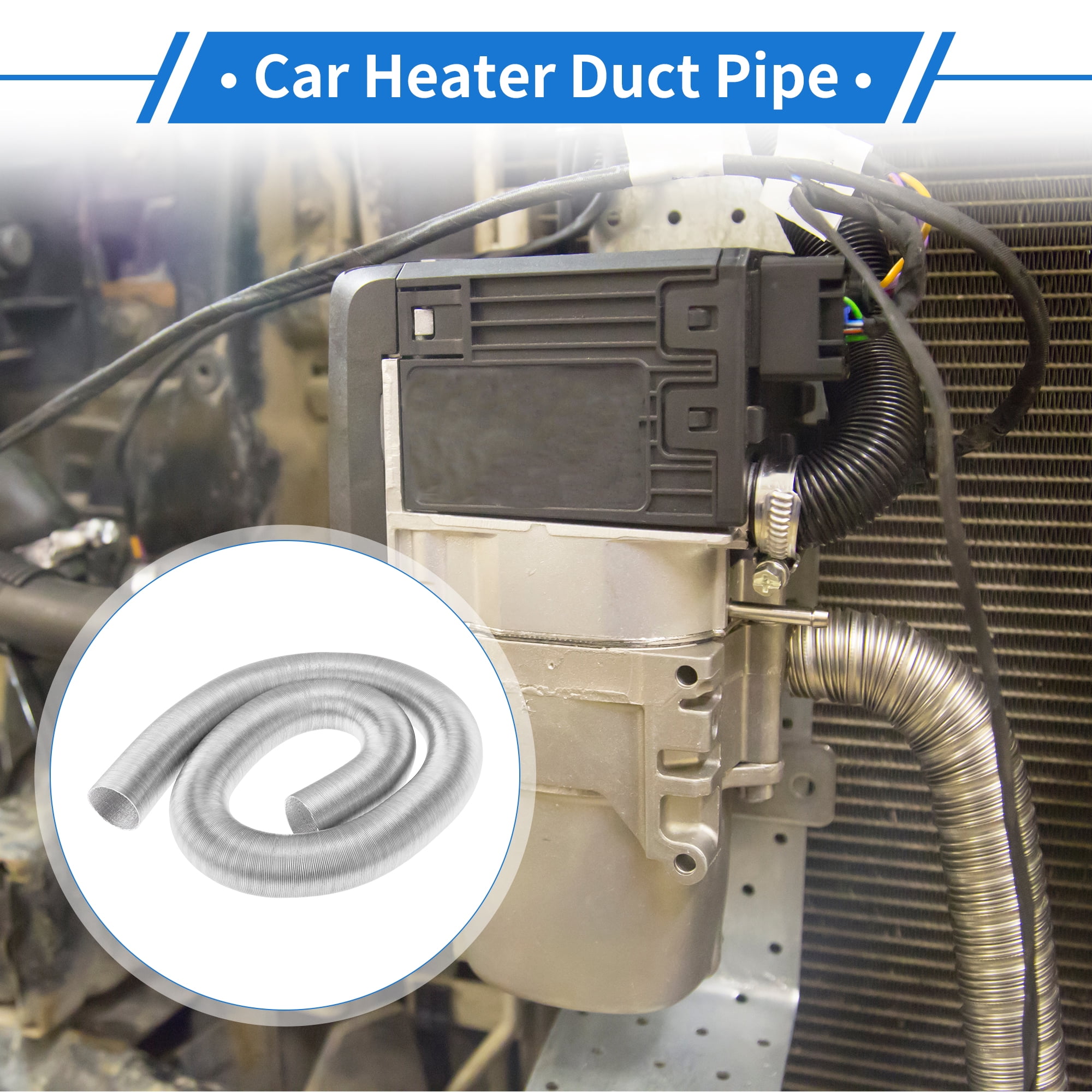 Unique Bargains 60mm Dia 300cm Car Heater Duct Pipe   Aluminum Foil Warm Air Ducting Hose for Diesel Heater Silver Tone