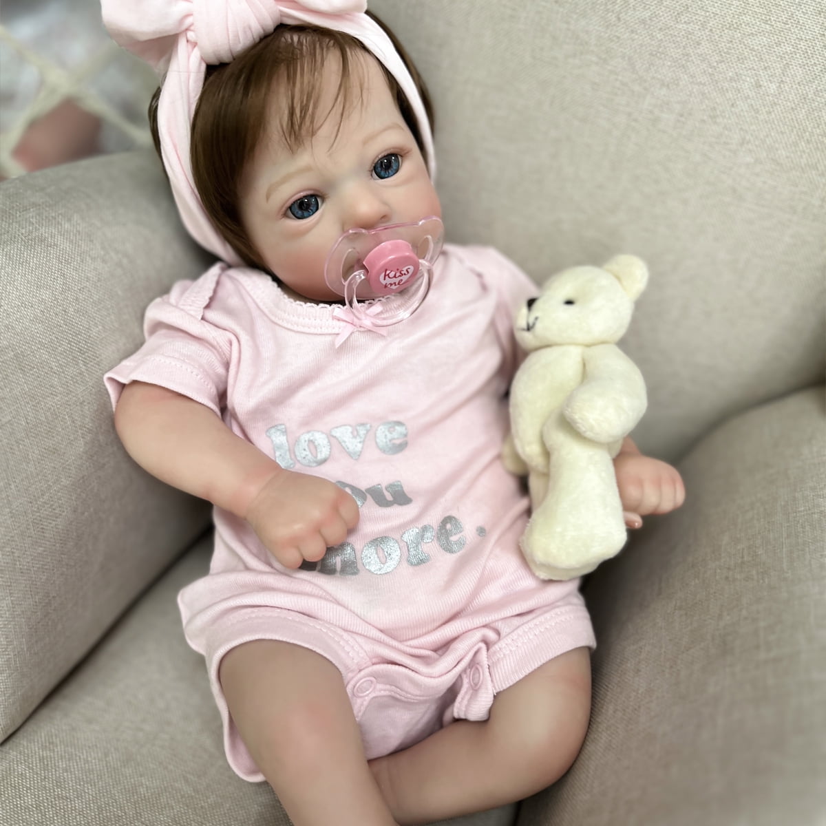 MYREBABY 17 Inch Realistic Reborn Baby Girl, Real Life Baby Dolls with Soft Weighted Body Wearing Pink Clothes , Real Baby Reborn Gift Set for Kids Age 3+