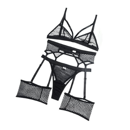 Xihbxyly Women Pajamas Set Floral Lace Women Perspective Underwear Bra Panties Skirt Pajamas Roleplay Garter Belt Sets Christmas Pajamas Plus Size Lace Pajamas
