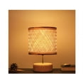 thumbnail image 3 of Table lamp Wood base handmade lampshade , Night Light Bamboo Table Lamp, Shape Reading Lamp, Beside Living Room Minimal Lamp, for Home Décor, 3 of 4