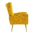 thumbnail image 3 of Accent Chair, Curved Tufted Accent Chair with Metal Gold Legs, Velvet Upholstered Arm Club Leisure Modern Chair for Living Room Bedroom Patio, Mid-Century Comfy Reading Chair, Yellow, 3 of 7