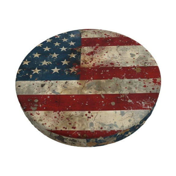 Hirioo American Flag1 for Round Bar Stool Seat Covers Washable Stool Cushion Slipcover Elastic Bar Chair Covers for 12-14 Inch Chair-14 inch