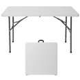 thumbnail image 4 of HXYHJ 3/4/6/8 FT Plastic Folding Tables - Ultra - Portable, Durable for Indoor & Outdoor Use - Ideal for Picnics, Camping, Parties and More-4 FT Round (2 PCS), 4 of 7