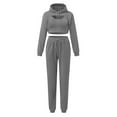 thumbnail image 4 of Usmixi 3 Piece Sets for Women Sports Tracksuits Set for Women Drawstring Cropped Hoodies Tank Tops and Jogger Pant Outfits Sets Casual Solid Pocket Sweatsuits Lounge Set Holiday, 4 of 5