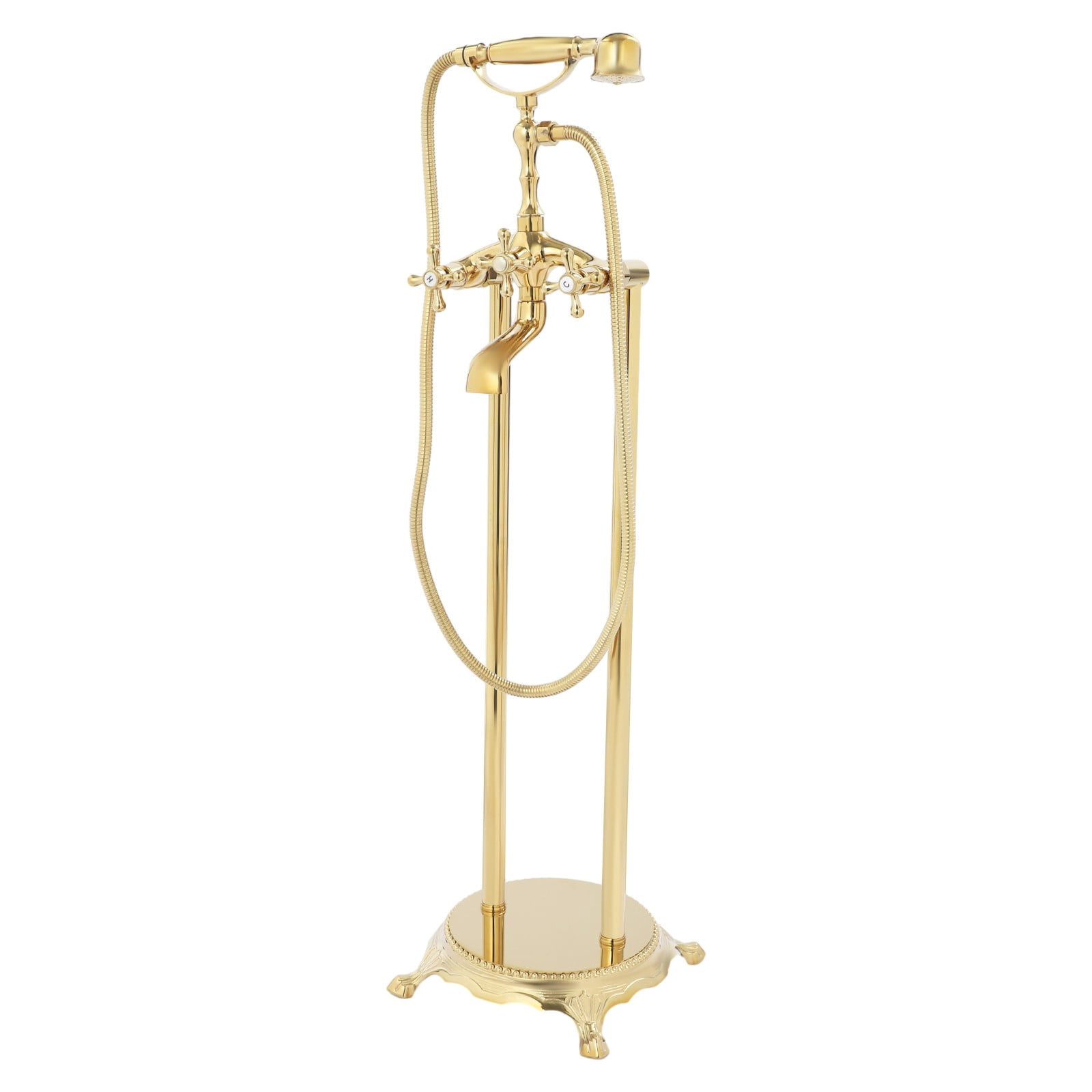 ToppiJoy Freestanding Bathtub Faucet, Tub Filler with Handheld Shower (Gold)