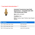 thumbnail image 2 of Automatic Transmission Input Shaft Speed Sensor - Compatible with 1989 - 1996 Chrysler New Yorker 1990 1991 1992 1993 1994 1995, 2 of 2