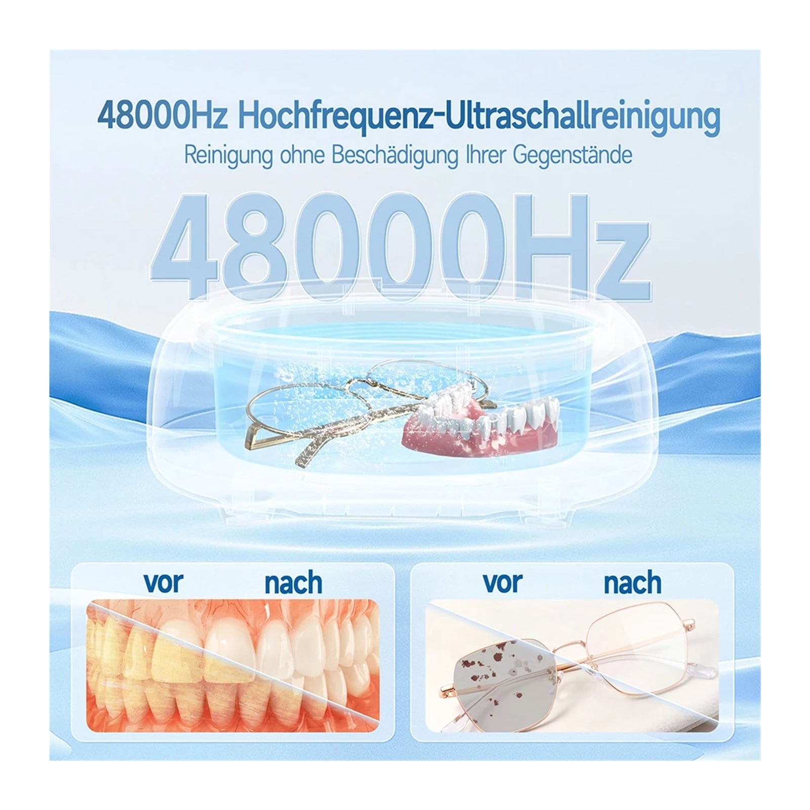 700ML Ultrasonic Cleaner ltrasound Glasses Jewelry Cleaner Kit 48KH High Frequency Ultrasonic Washing Bath For Glasses False