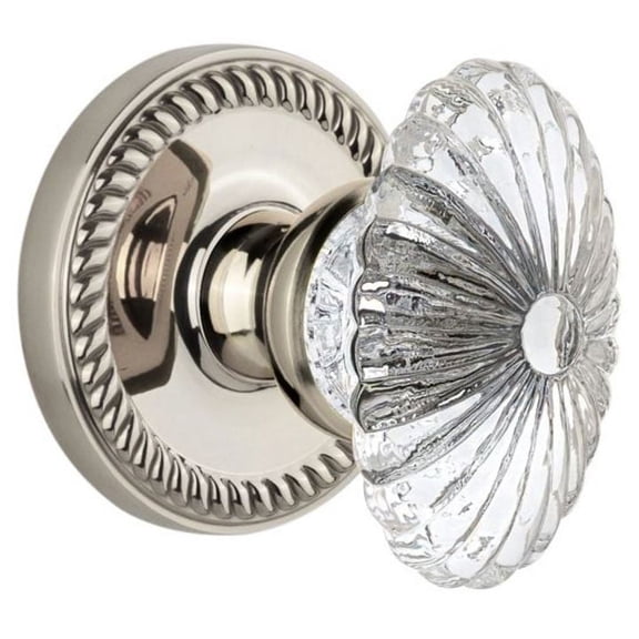 Grandeur Newbur_Psg_238 Newport Solid Brass Rose Passage Door Knob Set - Nickel