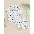 thumbnail image 5 of Aojekbee Boys Summer 2PCS Shorts Sets Short Sleeve Dinosaur Print Button Up Tops and Shorts Sets, 5 of 10