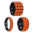 thumbnail image 1 of Uxcell 3 Pcs Pulsera Punk de Cuero 8.7"/22cm Remaches Cuadrados Goth Spike Pulsera Ajustable Cuff Bangle para Fiestas de Halloween Emo Grunge Accesorios, Naranja (Negro), 1 of 6
