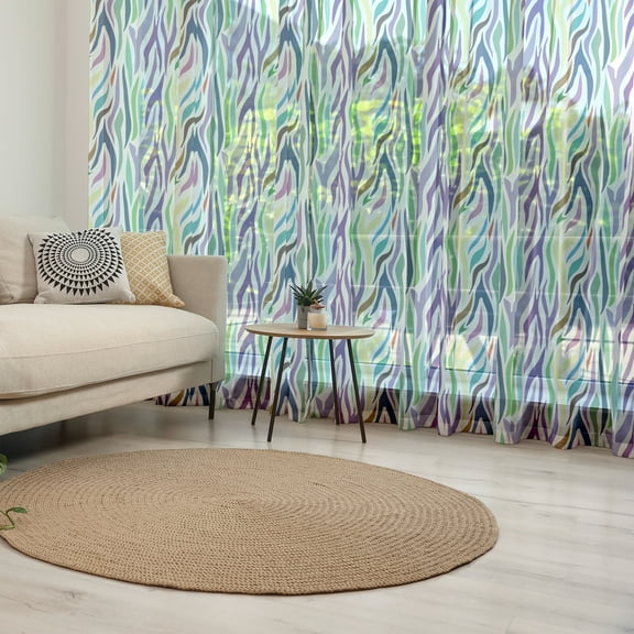 Abstract Tulle Curtains with Rod Pocket, Culture Motifs Oriental Influences Leopard Skin Pattern Colorful Design, Sheer Drape for Wedding Party 2 Panels, 7 Sizes, Multicolor, by Ambesonne