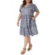 thumbnail image 4 of Vestidos Boho de Talla Grande para Mujeres Agnes Orinda, Con Cuello en V, Manga Corta con Volantes, Verano, Playa, Fluidos, Midi, 3X, Azul, 4 of 5