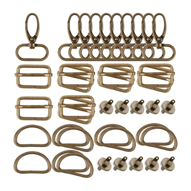 Conjunto de herrajes para monedero, cierre giratorio, hebilla D, hebillas deslizantes, broches, Clips, cartera para llaves, fabricación de bolsos, co Juego de 40 piezas doradas