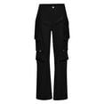 thumbnail image 4 of kakina CMSX Cargo Pants for Women 2024,Fashion High Waisted Casual Solid Color Pants Baggy Stretchy Wide Leg Trousers Streetwear with Pockets, 4 of 6