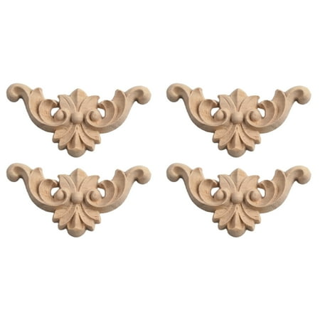 

4Pcs Wooden Carved Corner Onlay Furniture Applique Mouldings Decal DIY Home Decor 4x4cm 4x4cm