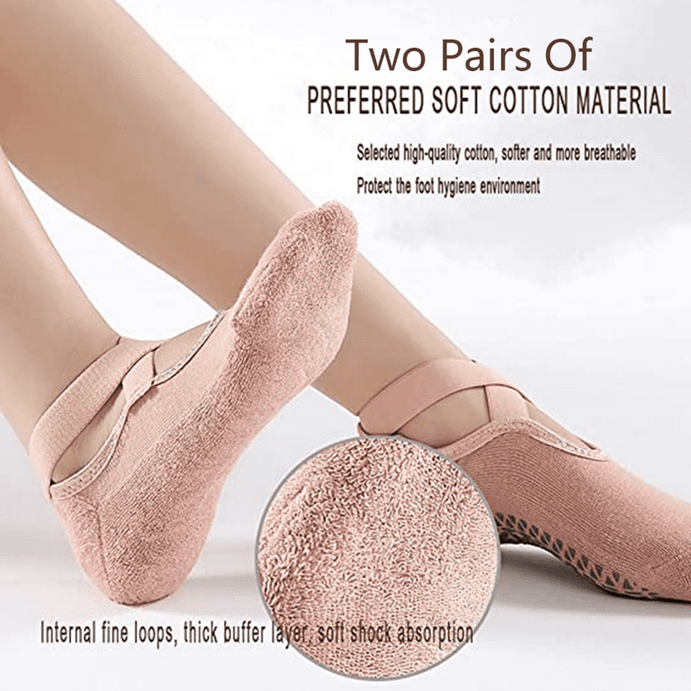 Yoga Socks Non Skid with Grips Barre Pilates Socks for Women  Girls,Pink,Pink，G13667 