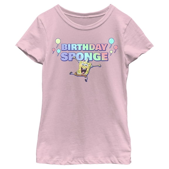 Girl's SpongeBob SquarePants Birthday Sponge  Graphic Tee Light Pink X Small