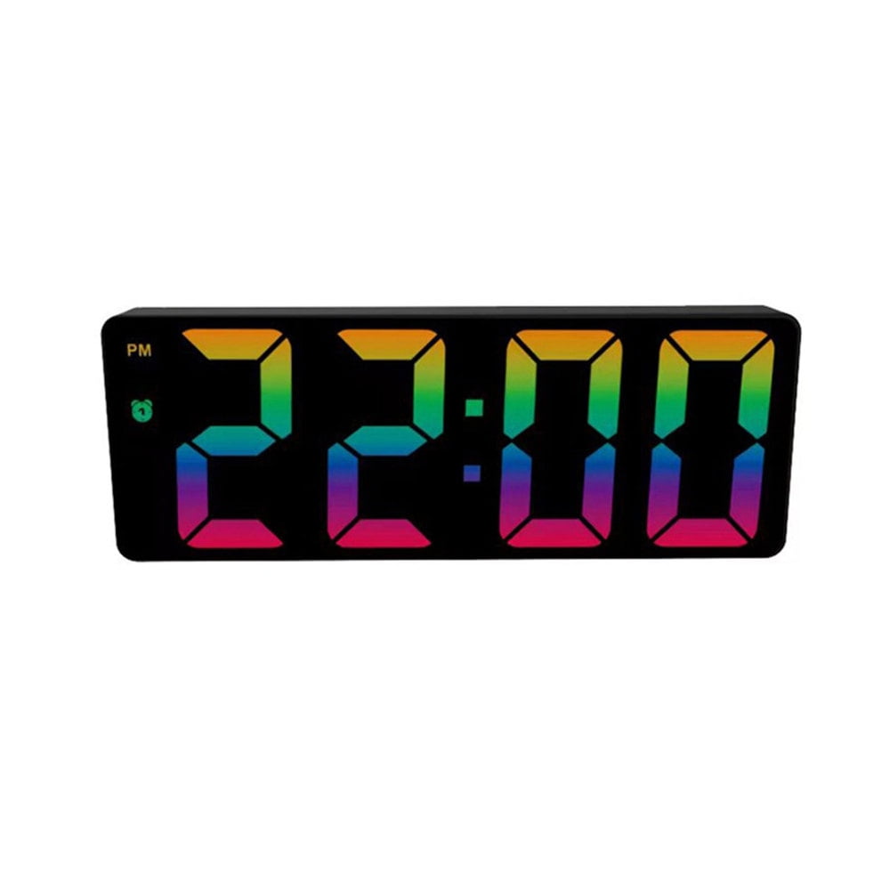 Simple LED Mirror Alarm Clock Colorful Font Electronic Clock for