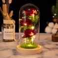 thumbnail image 4 of Adorno de rosa de cristal con forma de cúpula, tira de luz LED, bendición romántica, cubierta de cristal, flores artificiales para novia, 4 of 14