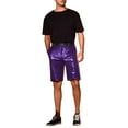 thumbnail image 2 of INSPIRE CHIC Men's Straight Leg Club Rave Party Metallic Sparkly Sequin Shorts 28 Purple, 2 of 6