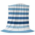 thumbnail image 6 of Blue Ombre Striped Blanket Soft Cozy Warm Throw Blanket for Couch, Plush Fuzzy Flannel Fleece Blankets for Sofa, Modern Abstract Gradient Lines Art Bed Blankets Lightweight Gifts for Women, 40"x50", 6 of 9