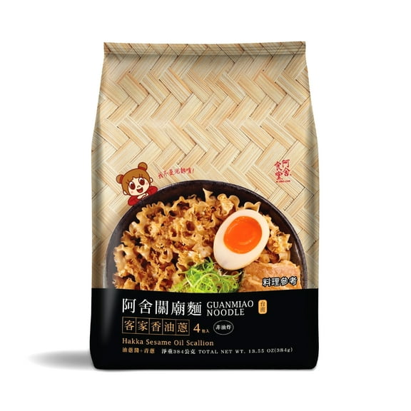 (4 Pack) Asha Hakka Scallion Sauce Premium Knife Cut Noodles, 13.55 oz