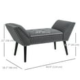 thumbnail image 3 of HOMCOM Button Tufted Entryway Bench, Linen Upholstered Bedroom Bench, 3 of 10