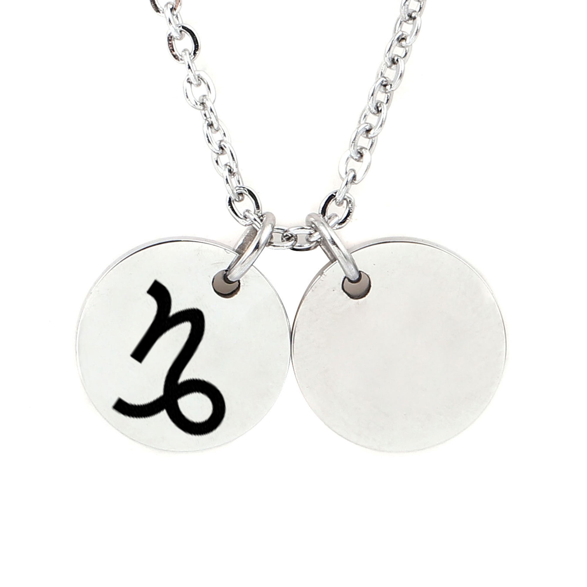 Anavia Stainless Steel Silver Personalized Round Constellation Initial Necklace Engraved Zodiac Symbol Jewelry 18 inch Chain