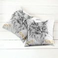 thumbnail image 6 of Ambesonne Animal Throw Pillow Cover 2 Pack, Hand Drawn Cat, 16", Mustard Black and White, 6 of 7