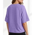 thumbnail image 7 of Basic Oversized Cropped T Shirts for Women Boxy Tee Shirts for Women Plus Size Workout Athletic Crop Tops Drop Shoulder Round Neck Half Sleeve Loose Fit Top Trendy Cute Flowy Tee Shirts Purple L, 7 of 7