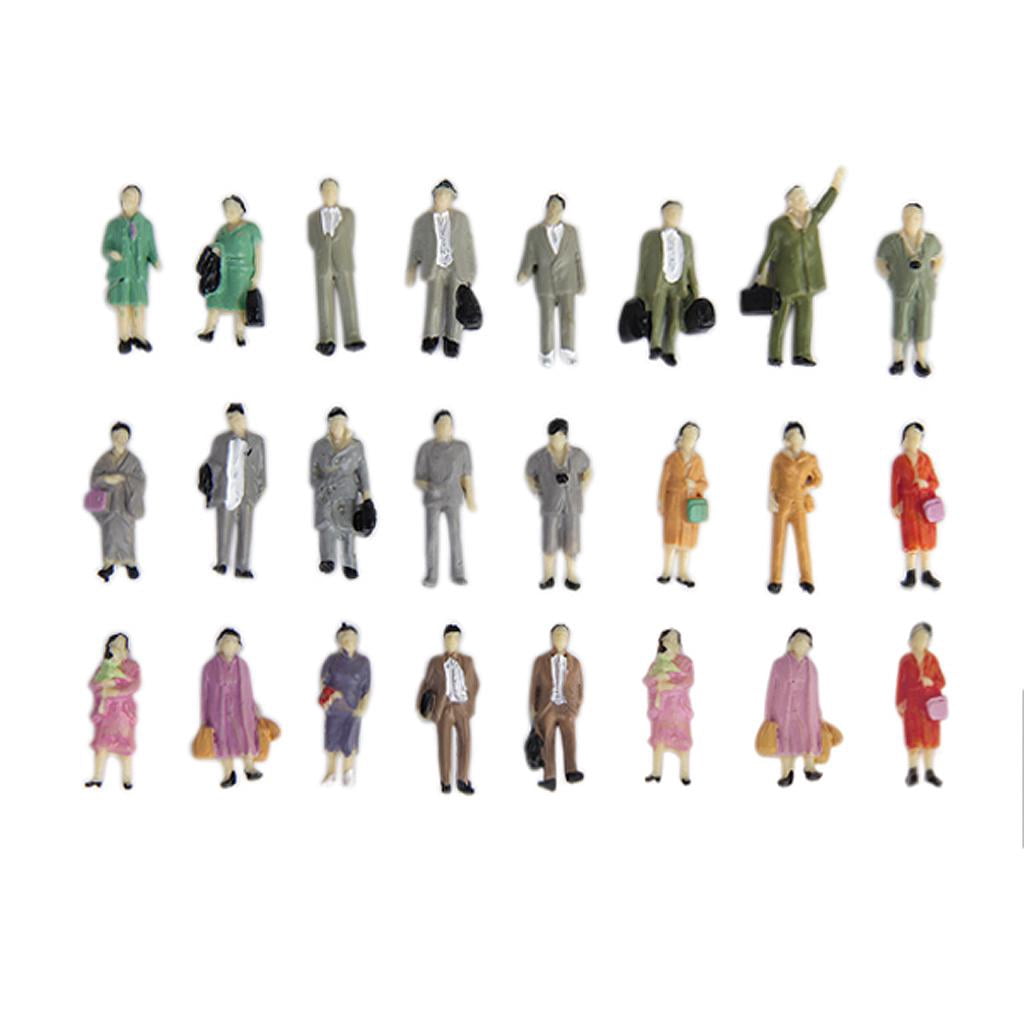 24 Figurines Miniatures Peintes échelle 1:87 (HO) - Pour Modélisme, Dioramas
