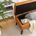 thumbnail image 5 of Syngar Modern Storage Bench, Upholstered Storage Ottoman with Wood Leg, PU Leather Entryway Bench with Storage for Living room, Bedroom, and Shop, Capacity of 300lbs, Easy Assemble, Brown, 5 of 13
