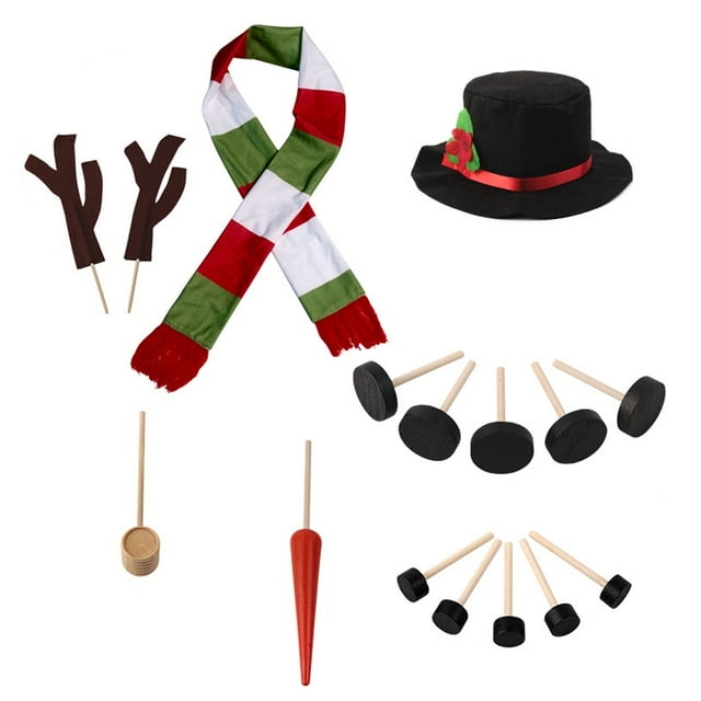 Inteprter Kit de decoración de muñeco de nieve de Navidad bufanda botón de conjunto de disfraces familia niños juguetes hogar invierno Navidad Kits de decoración para fiestas Tipo4 Inteprter HA046541-04