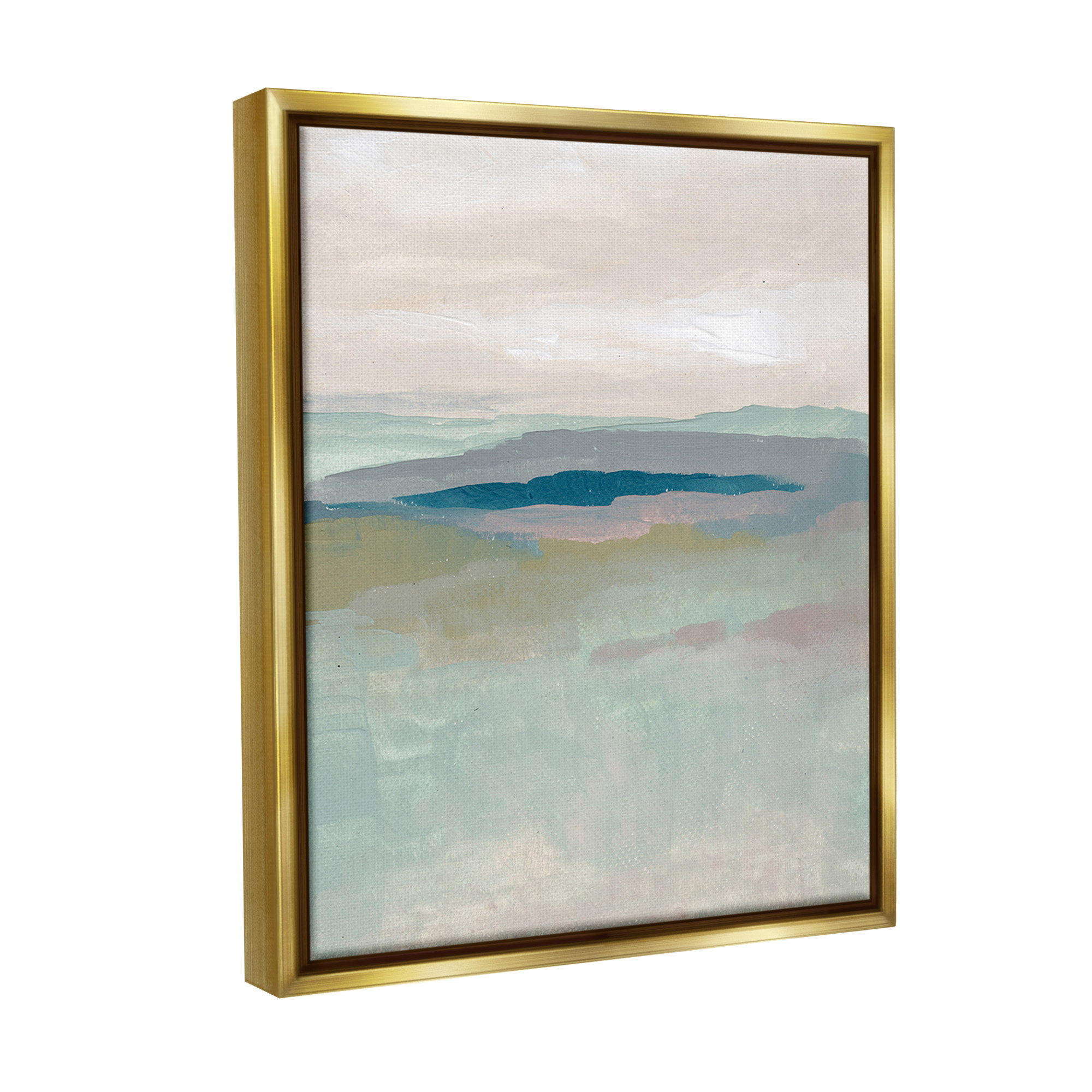 Stupell Industries Muted Abstract Beach Landscape Abstract Painting Gold Floater Framed Canvas Art Print Wall Art, 17 x 21