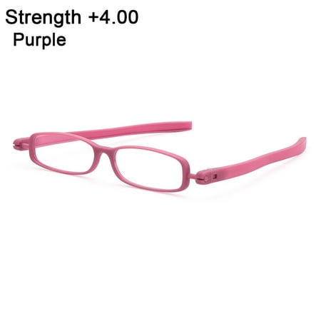 +1.00~+4.0 Diopter Reading Computer Light weight Vision Care Presbyopia Eyeglasses 360 degree Rotation Folding Reading Glasses Eyewear PURPLE STRENGTH +4.00
