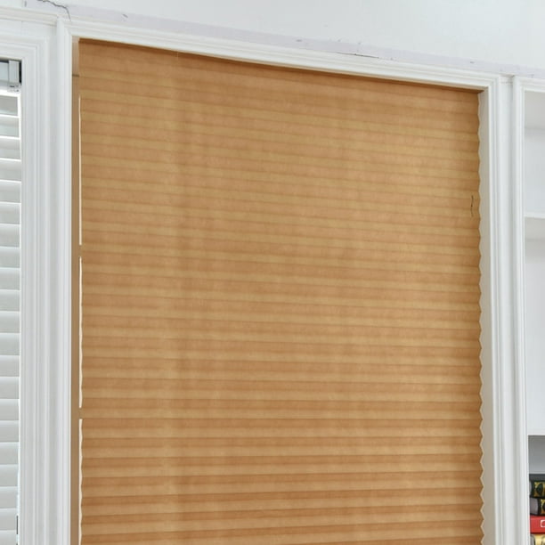 Cordless shade Vinyl Room Darkening Pleated Window Shade(Brown