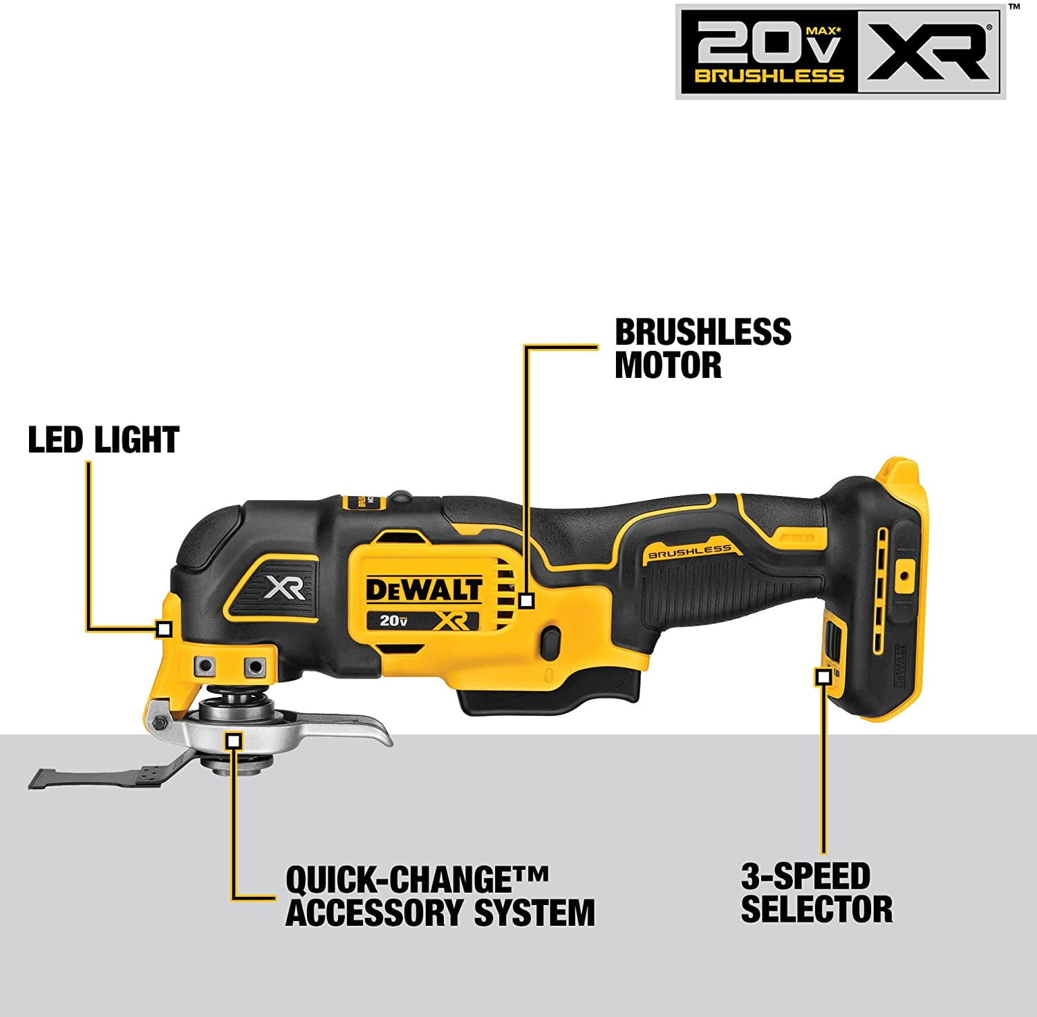 DEWALT 20V MAX XR Oscillating Tool Kit 3 Speed DCS356C1