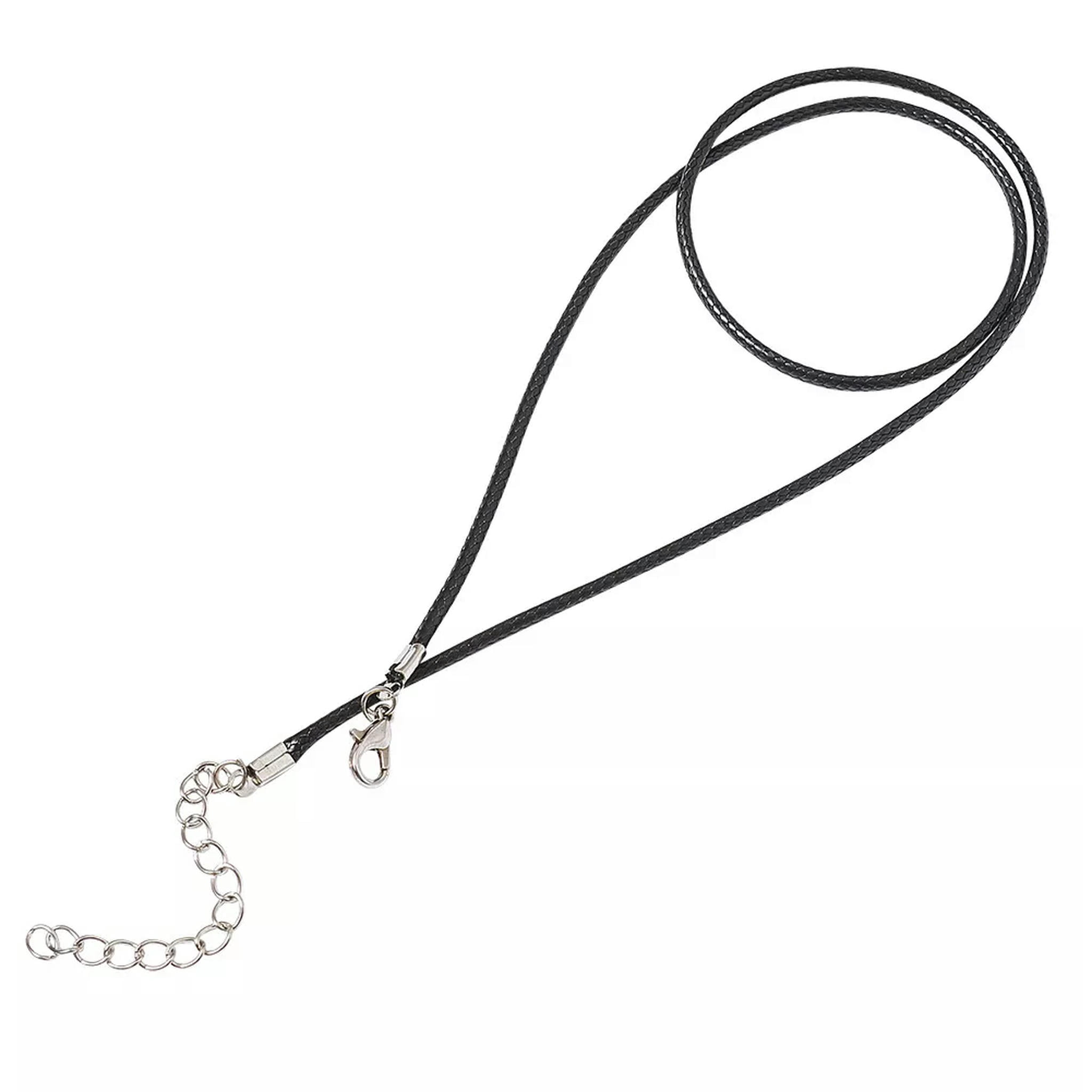 U8MO 100 Strds 17" Imitation Leather Cord Necklaces Base with Lobster Clasp Black 2mm