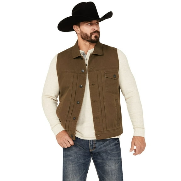 Brothers And Sons Men's Granger Duck Trucker Vest Dark Green Medium