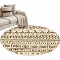 thumbnail image 2 of Round Area Rug 4 Ft, Abstract Boho Washable Non-Slip Circle Carpet for Living Room/Bedroom, Modern African Ethnic Geometric Beige Low-Profile Crawling Mats Collection Rugs for Indoor, 2 of 7