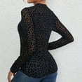 thumbnail image 5 of Fiaer Leopard Undershirts for Women Mesh Crew Neck Long Sleeve T Shirts See Through Fashion Tshirts Slim Fit Tops Black XL, 5 of 9