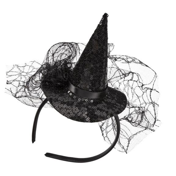 Scunci by Conair Witch Hat Headband, Black with Tulle, 1 Count