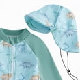 thumbnail image 4 of Ccpelsie Baby Boy Swimsuit UPF 50+ Long-Sleeve One Piece Zipper Toddler Bathing Suit Baby Beach Wear Sunsuit with Sun Cap Beachwear(Light Green,0-3 Months), 4 of 8