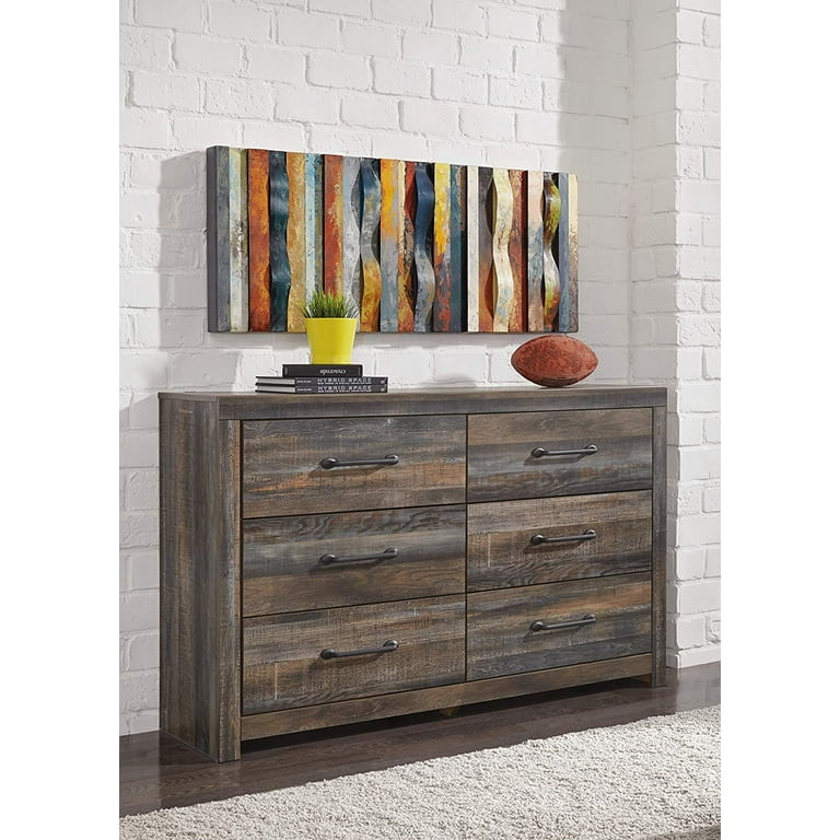 Ashley Furniture Drystan 6 Drawer Dresser in Burnt Orange and Teal