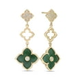 thumbnail image 2 of Malachite Three Flower Drop Dangle Earrings for Women with Cubic Zirconia in 925 Sterling Silver with Yellow Gold Plating Push Back by Lavari Jewelers, 2 of 3