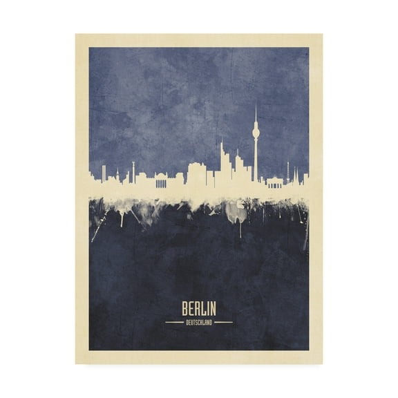 Trademark Fine Art 'Berlin Germany Skyline Navy' Canvas Art by Michael Tompsett
