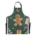 thumbnail image 6 of Yayeee Chief Kitchen Apron with Pockets for Cooking Water Resistant Unisex Adjustable Neck Strap, Green Christmas Gingerbread, 6 of 7