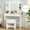 White, variant on Vabches Vanity Set with Mirror and Lights & Power Outlet Makeup Vanity with 2 Drawers& 6 Shelves, White