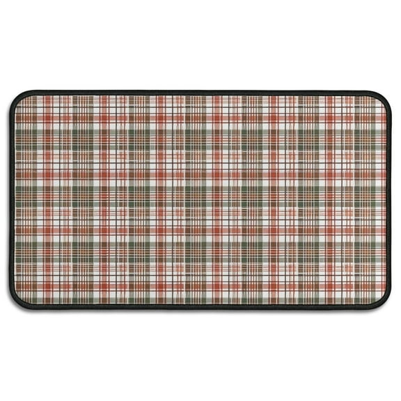 Red and Green Plaid Christmas Pattern Door Rugs,Washable Non Slip Door Mats Indoor,Decorative Door Mats,Entry Mat Indoor for Entrance,Bedroom,Kitchen,Bathroom,30"x17"